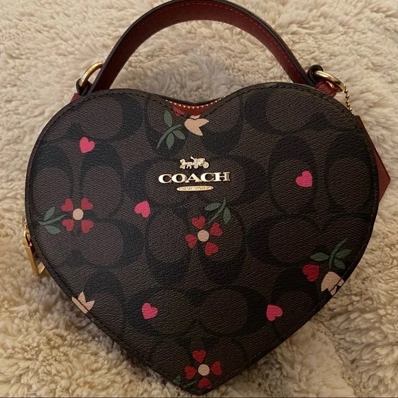 Coach Heart-Shaped Black and Pink Bag - Picture 1 of 9